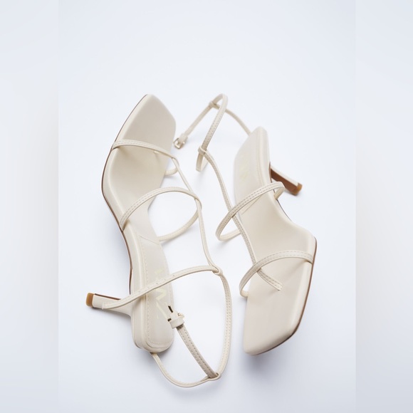 Zara Multi Strap High Heel Sandal / white / beige/ 8 - Picture 5 of 8